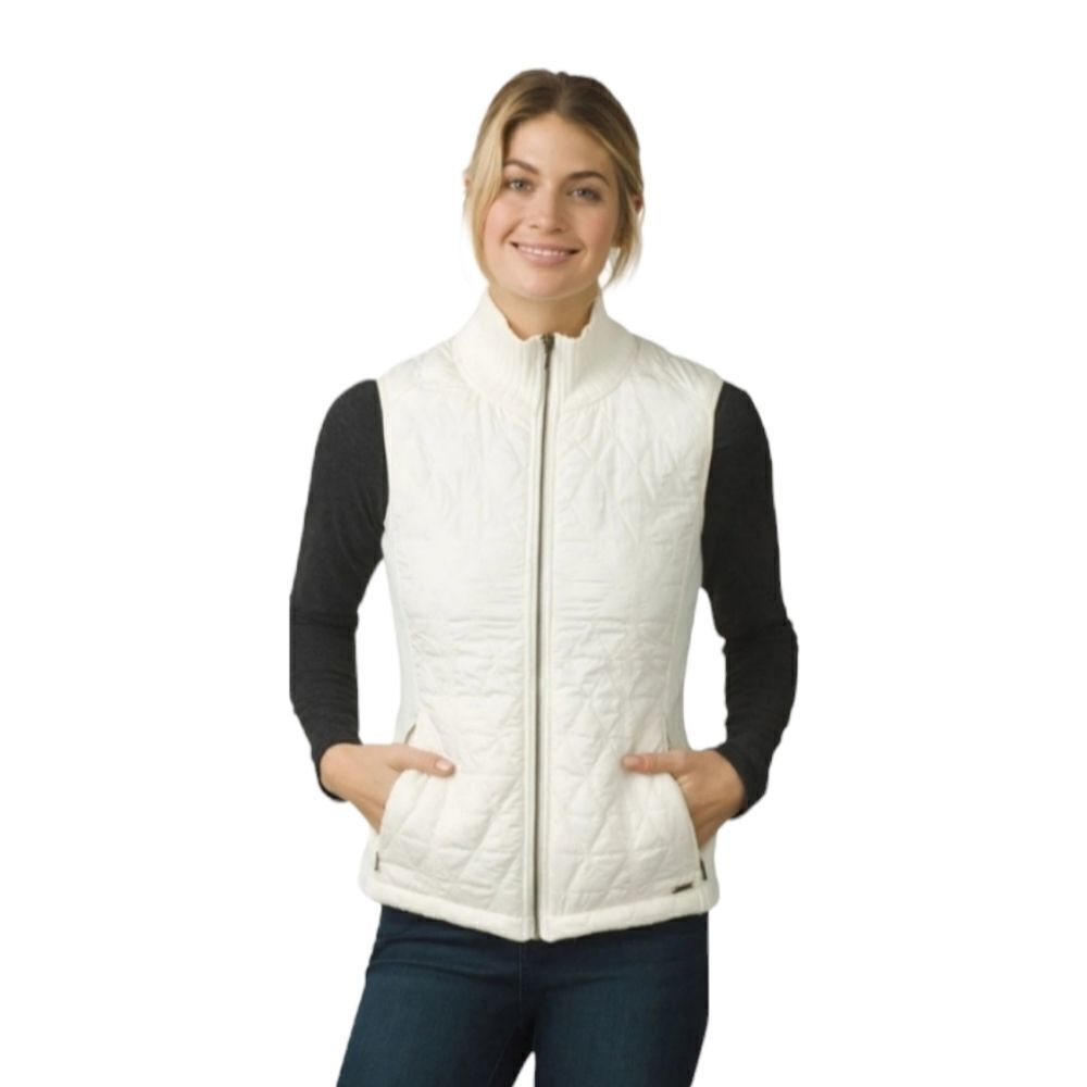 PRANA white vest quilted winter diva polyester sherpa lining S - Picture 2 of 14